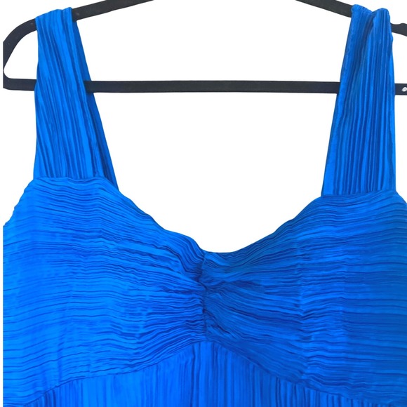 Anthropologie Blue Pleated Square Neck Midi Dress Size XL NWOT - Picture 11 of 12